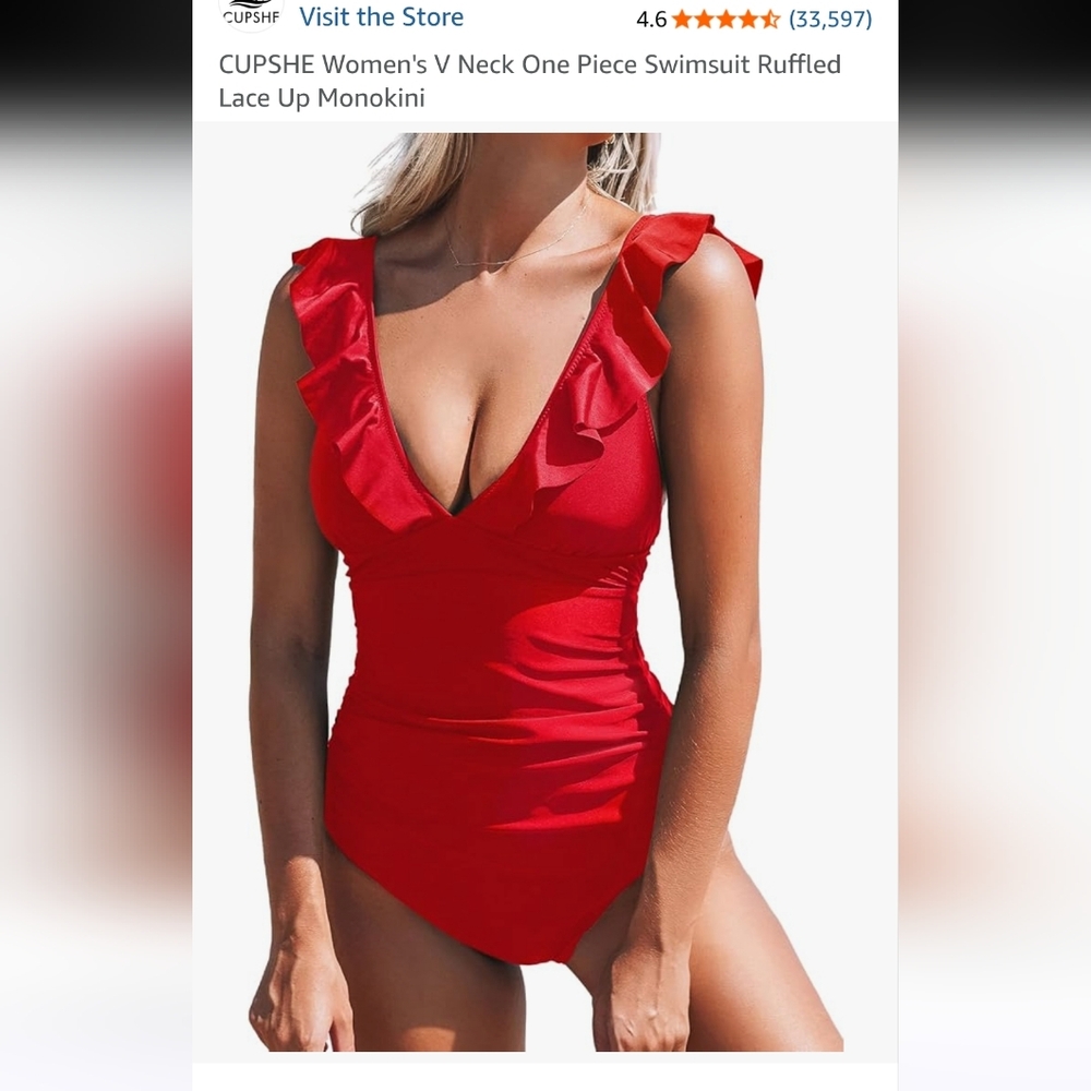Cupshe Vibrant Red Swimwear